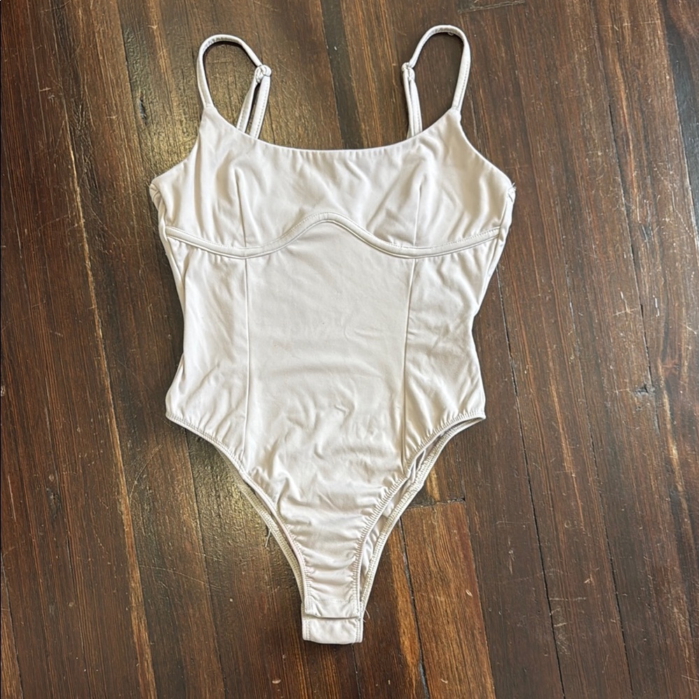 Cream Bodysuit with Spaghetti Straps